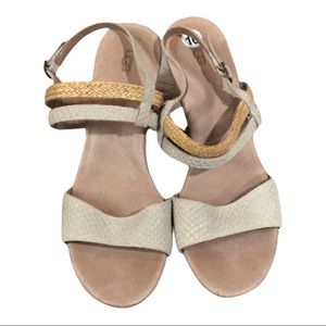 UGG BEIGE LIRA MAR ANKLE STRAP PLATFORM WEDGE HEELS Size 10